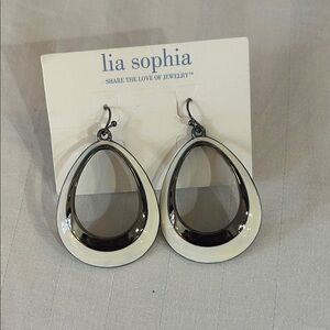 Lia Sophia Black and Silver Teardrop Earrings